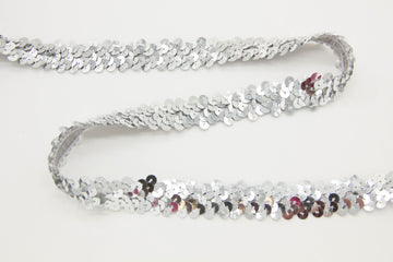 Elastisches Paillettenband, 20mm, silber, 0,5 m